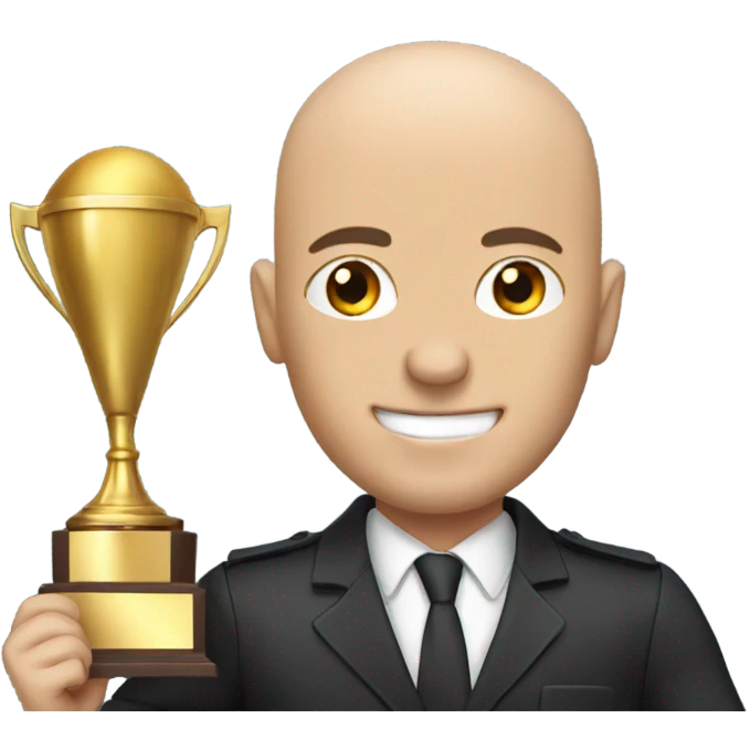 Bald guy with trophy emoji