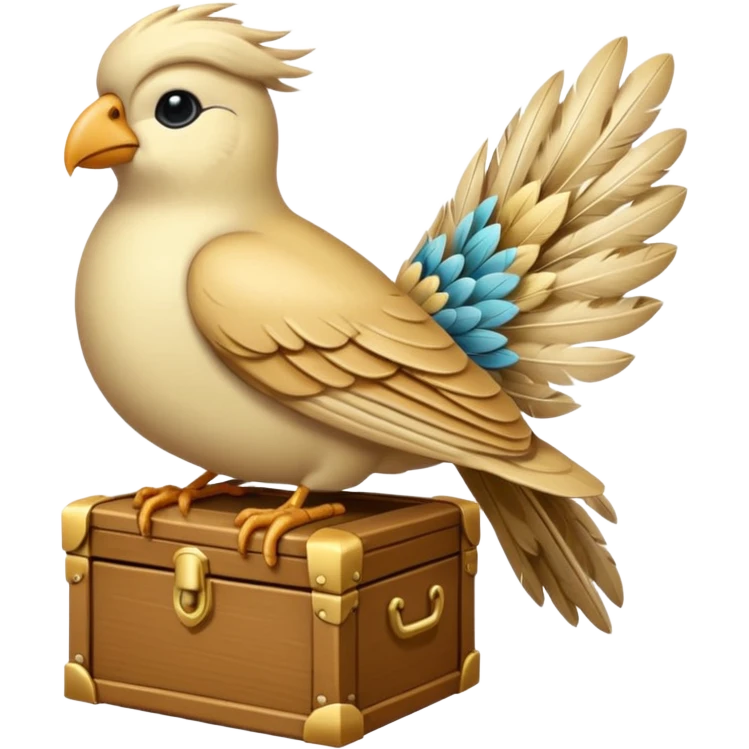 dollar bird up, cream color on chest emoji