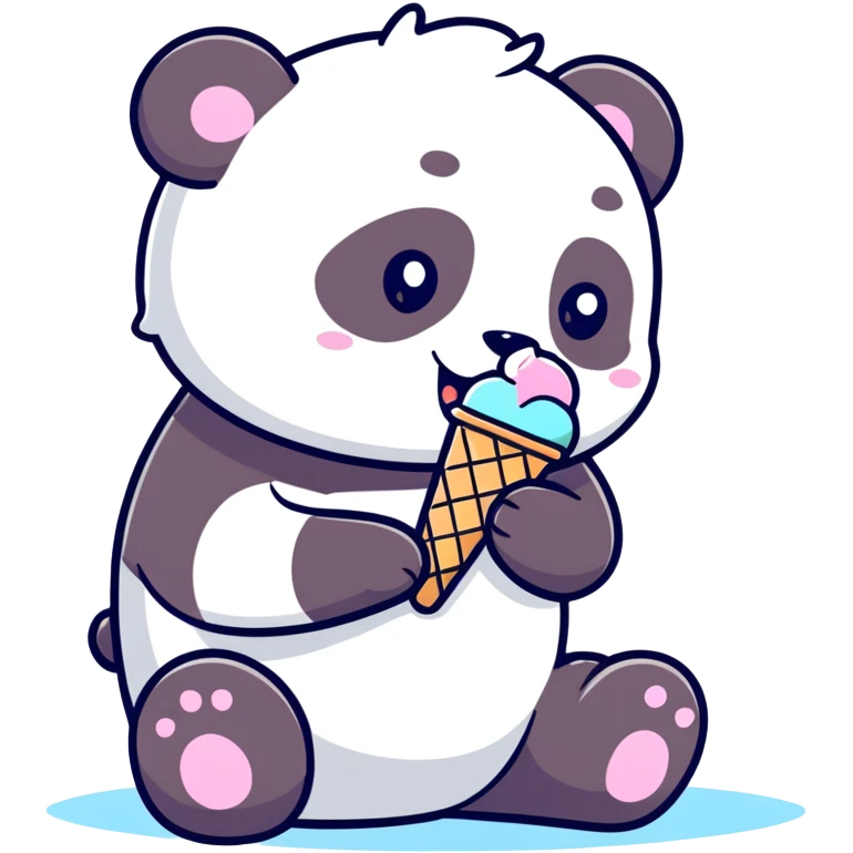 Panda eating ice cream emoji