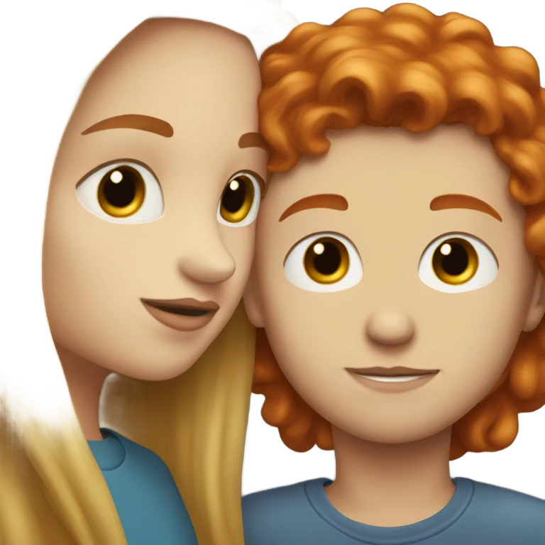 Long-haired-redhead-girl-kissing short haired blonde boy emoji
