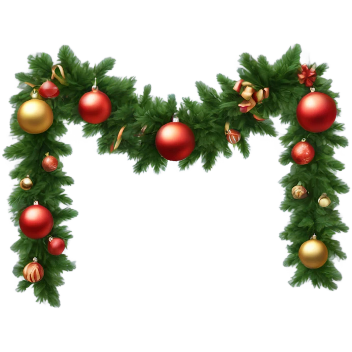 Realistic Circular christmas garland with baubles and bows emoji