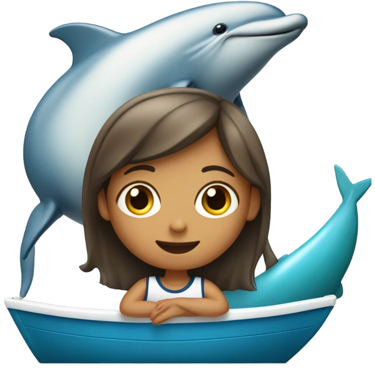 girl is watching dolphins from sailboat emoji