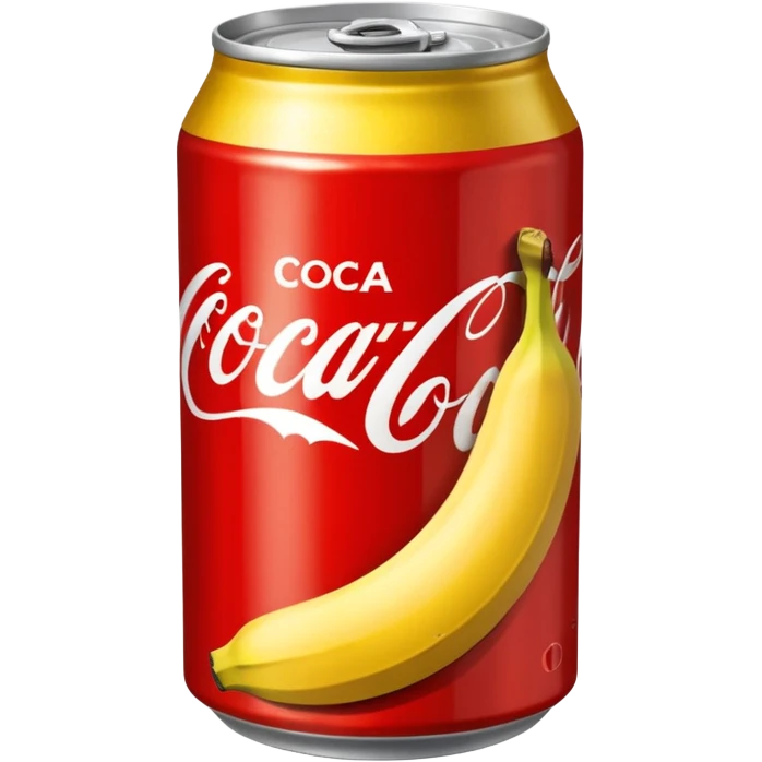 Create a can of coca cola vanilla with a banana color  emoji