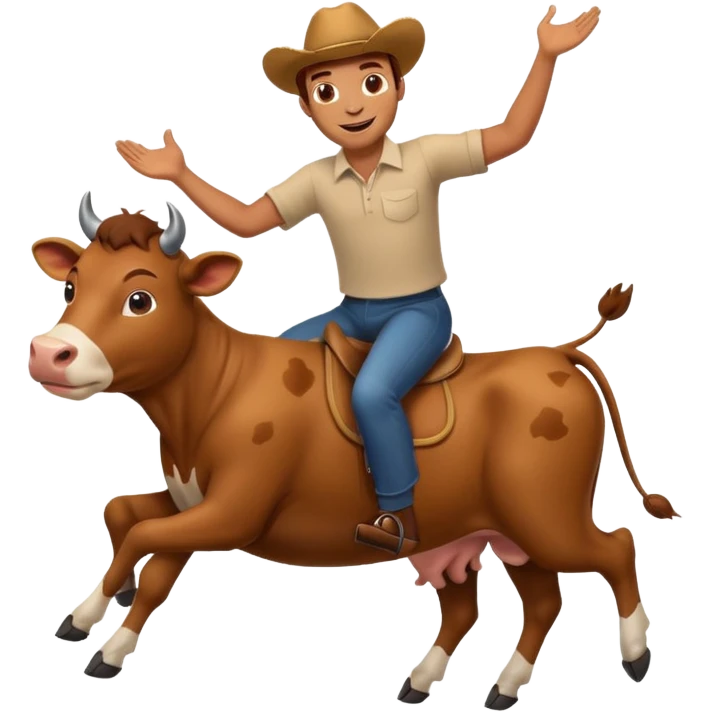 brown cow riding a man emoji