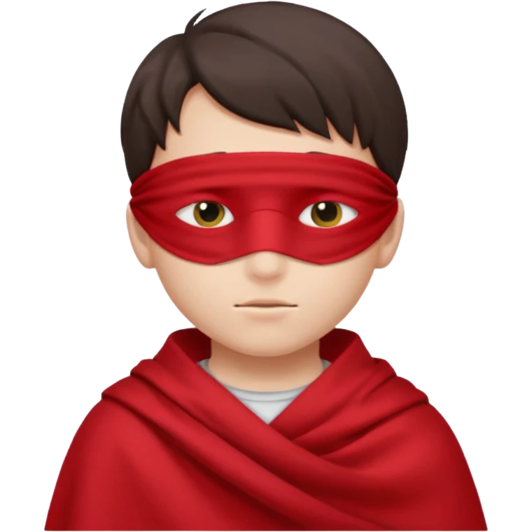 boy wearing red cloth over only eyes emoji