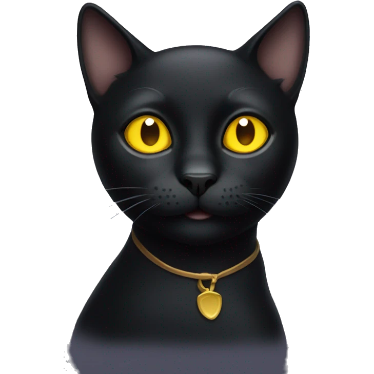 black cat with yellow eyes emoji