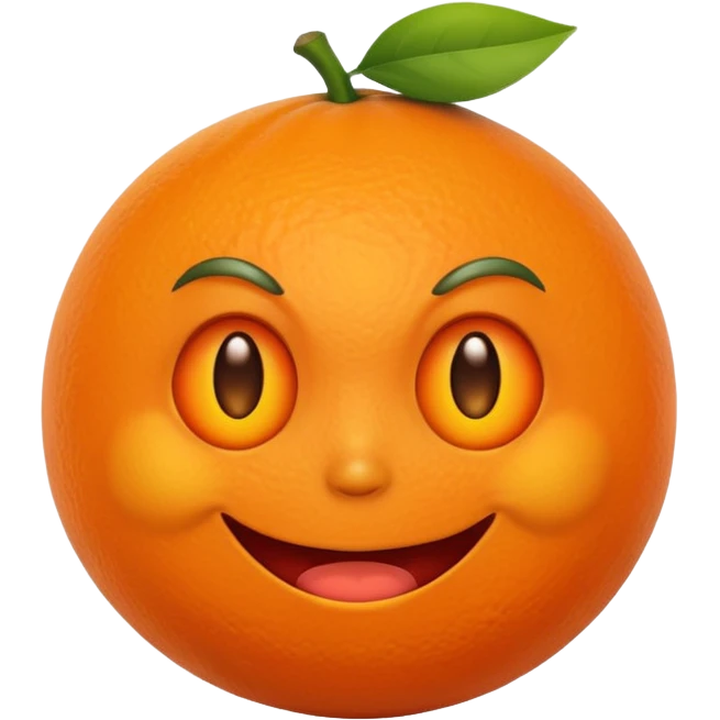 freaky orange with a mischievous face emoji