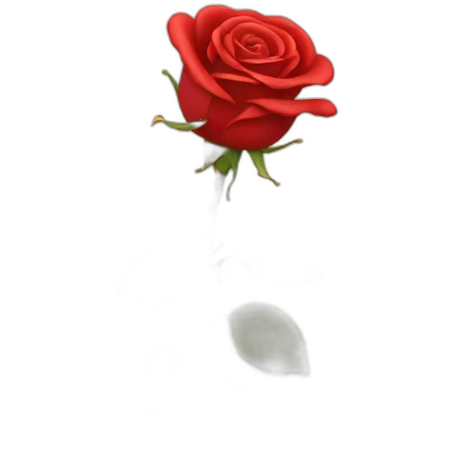 Red rose with gold stem emoji
