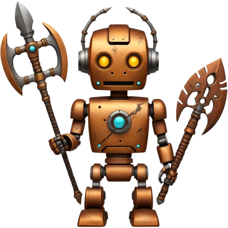 Tribal Robot with tribal weapon in hand   emoji