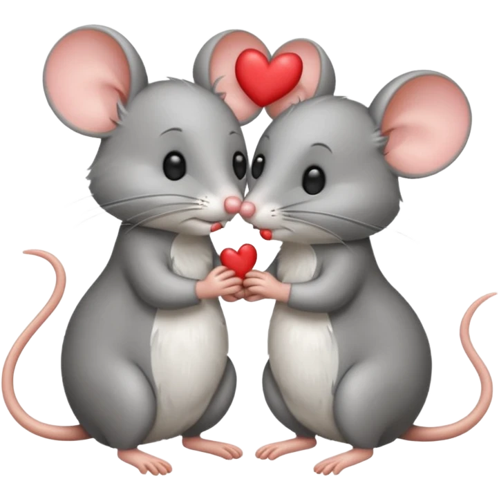Two mouses kissing themselves  emoji