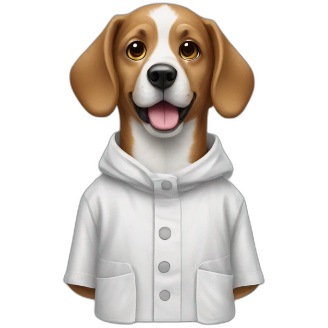 dog wearing a smock with paint on it emoji