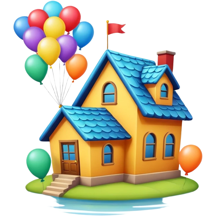 house with balloons on top emoji