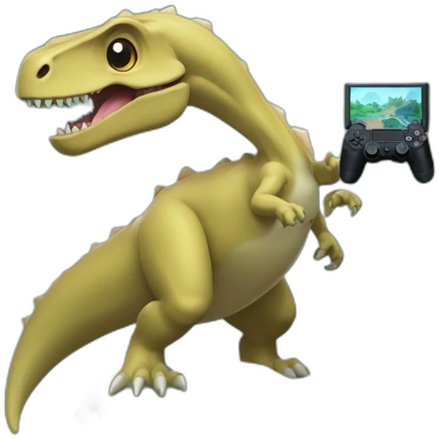 Dos dinosaurios jugando a la playstation  emoji
