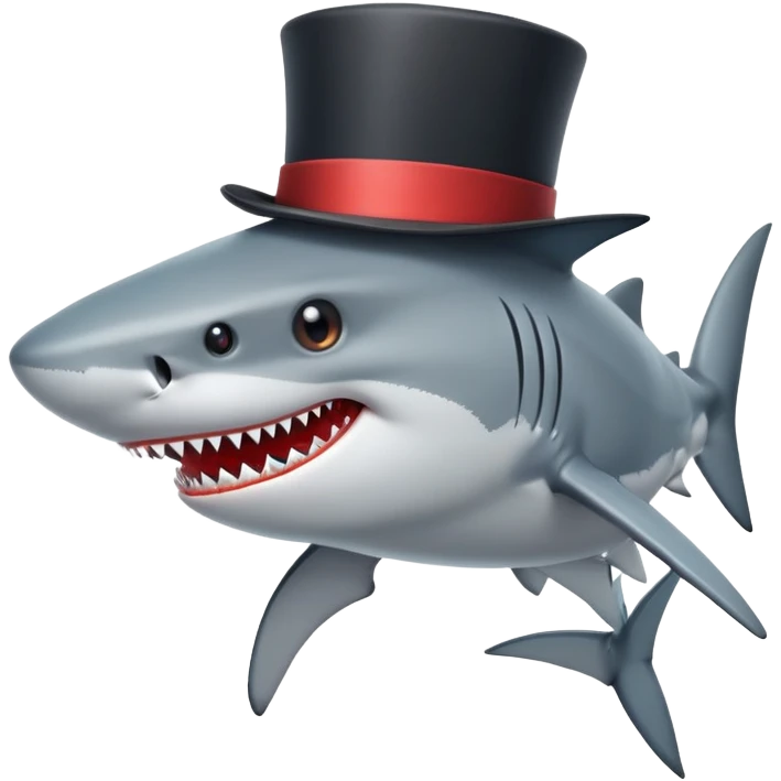 Shark with a top hat emoji