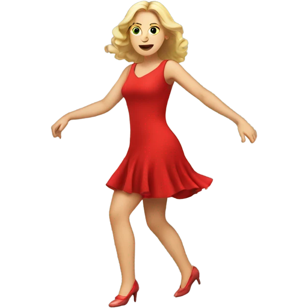 white woman red dress dancing emoji