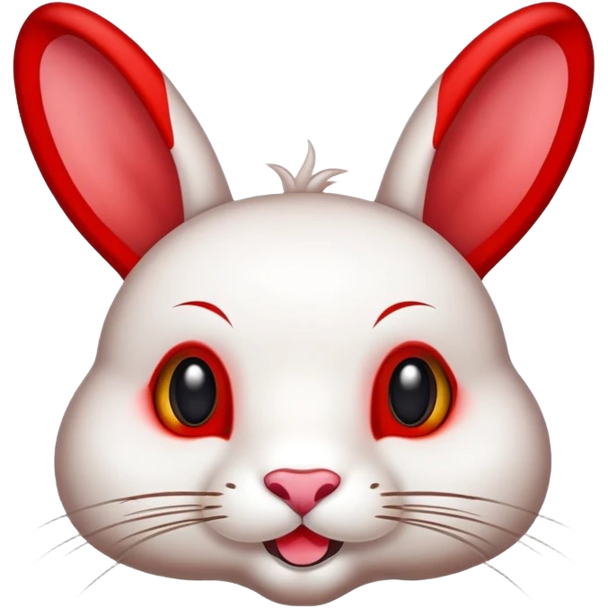 Sichuan rabbit head with spices and red color, simplified emoji style with bold outlines and bright colors, cartoon style Chengdu specialty Tou Tou emoji