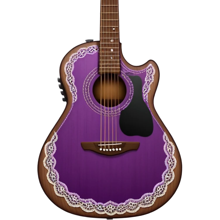 dark reddish-purple acoustic guitar with lace black details emoji