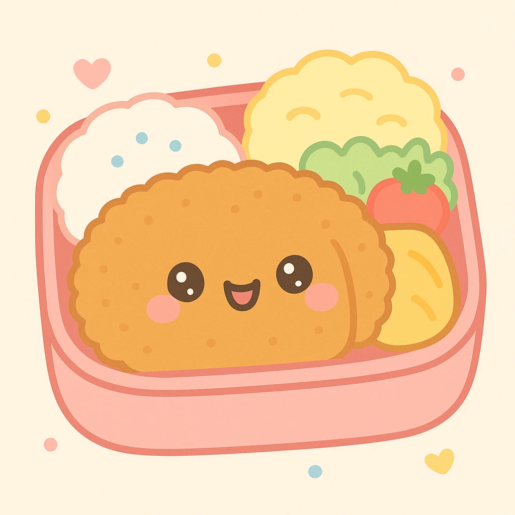 cute and colorful 돈가스 bento box emoji