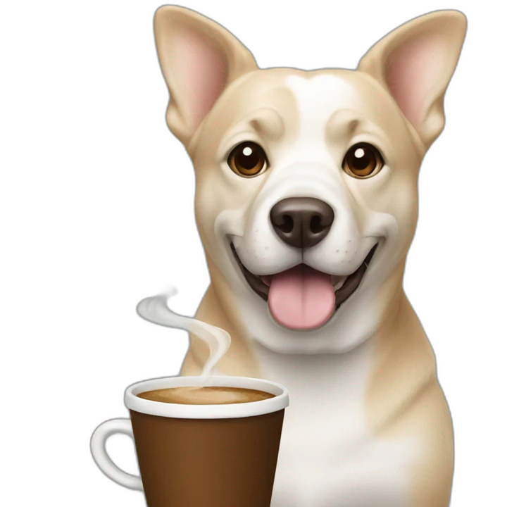 Dog with coffee emoji