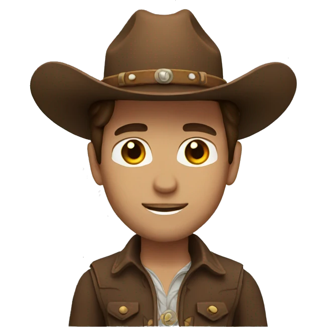 Cowboy with brown hair and brown eyes  emoji