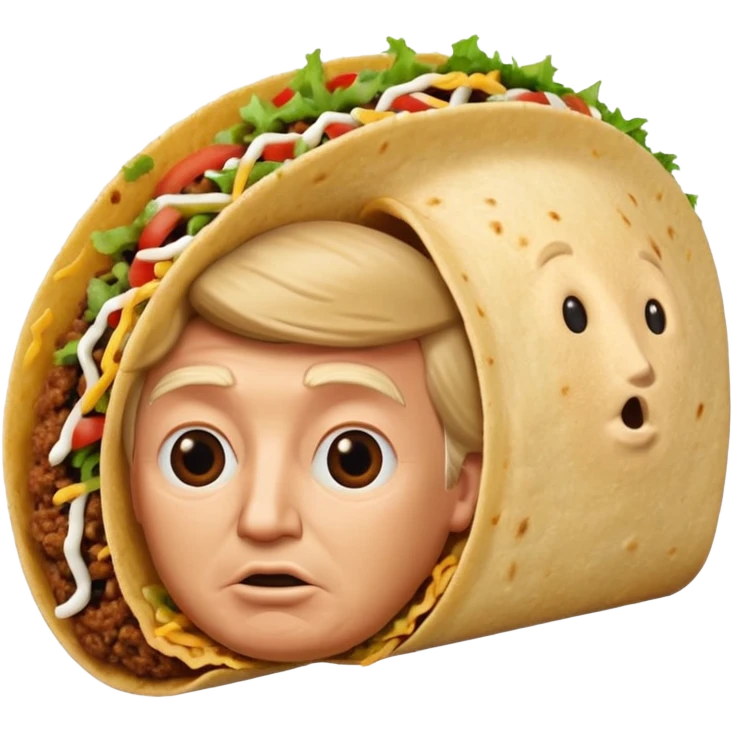 taco shell with a realistic Donald Trump face emoji