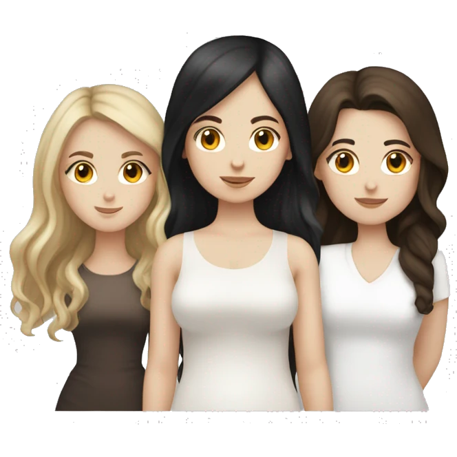 Brown hair white girl with a fat brown hair white girl and tall black hair white girl and a ghost emoji