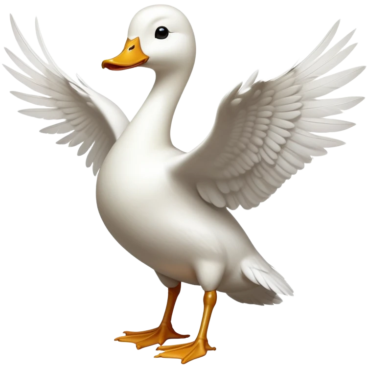 cinematic-[white duck]-realistic-full-body-perched-emoji,-wings-tucked-neatly elegant,-head-tilted-dramatically,-sleek-[white]-feathers,-simplified-yet-realistic-focused-features,-highly-detailed,-glowing-with-an-almost-sarcastic-glow emoji