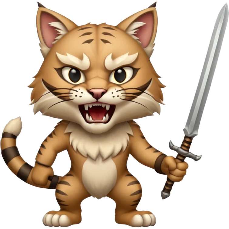 Bobcat with long saber fangs emoji