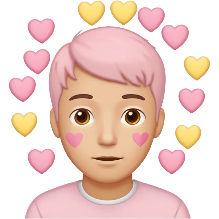 A man with hearts around his head in soft pink, beige and yellow pastel colors emoji