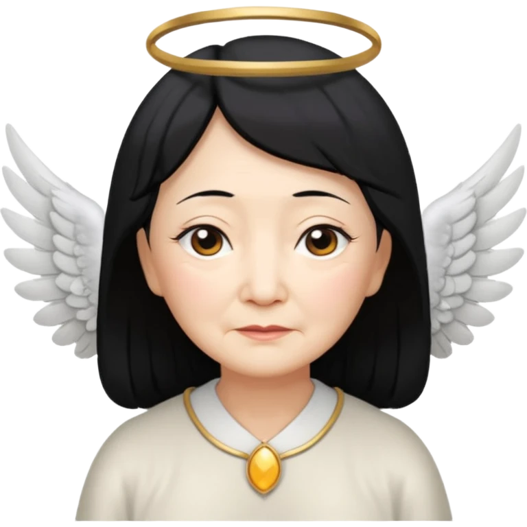 Angel Old Lady with wings black hair asian eyes emoji