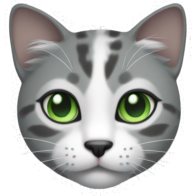 Gray and white cherazi cat with green eyes  emoji