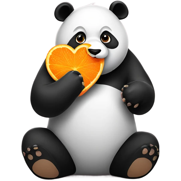 Panda holding a half free half orange love heart emoji