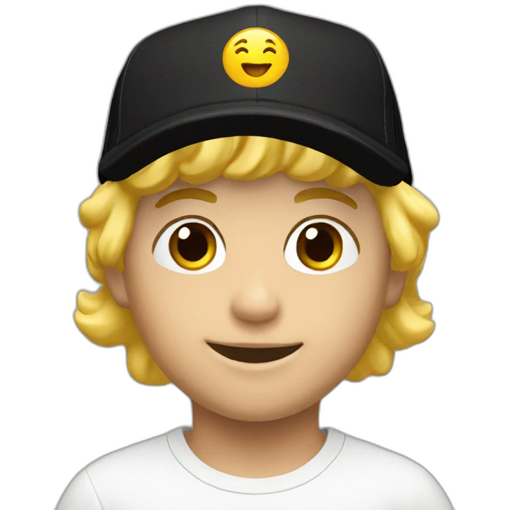 blond boy cap black front emoji