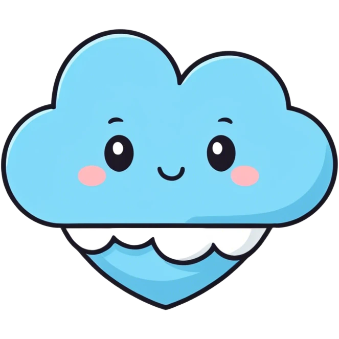 Baby blue heart with cloud  emoji