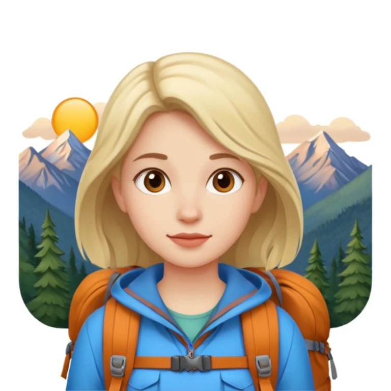 girl back packing mountains background  emoji