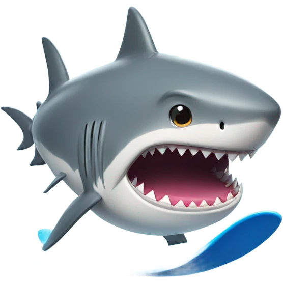 A shark riding a surfboard wearing a tutu  emoji