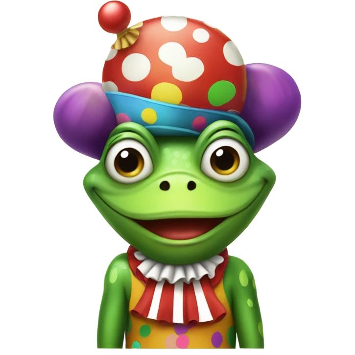green frog dressed as a clown emoji