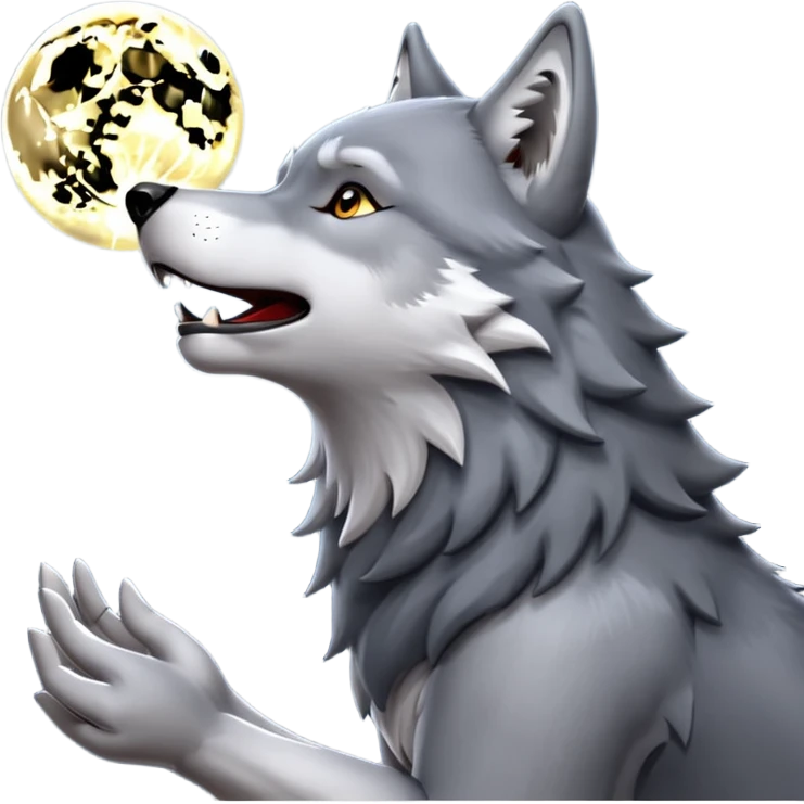 wolf howling to the moon emoji
