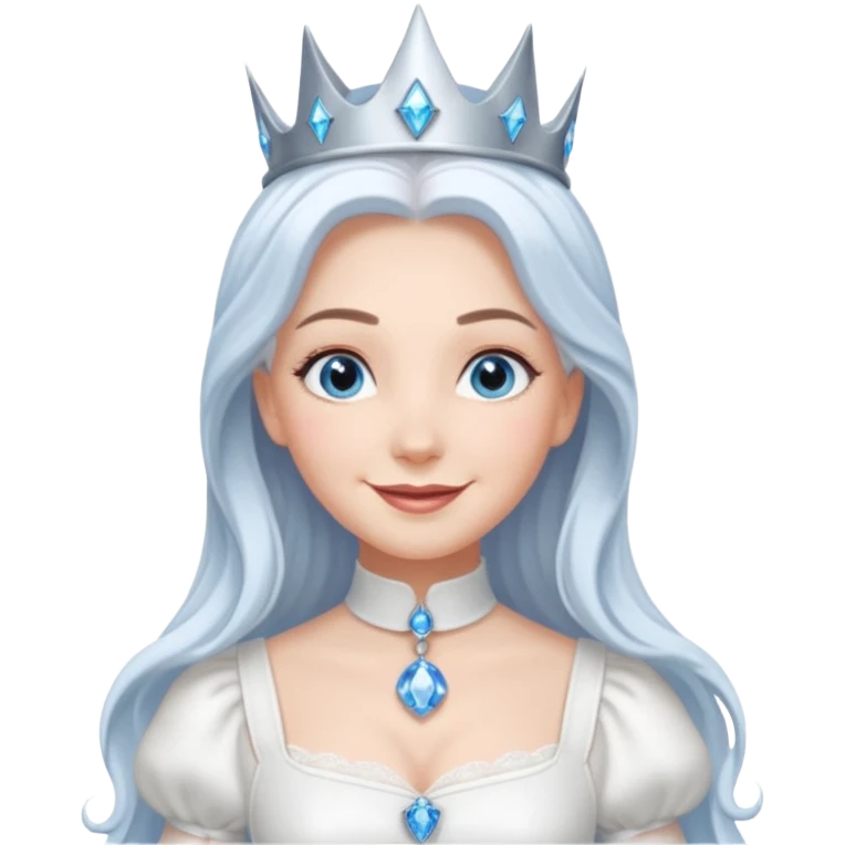 Good Witch of the North from the Wizard of Oz with blue eyes, white long hair, white outfit emoji