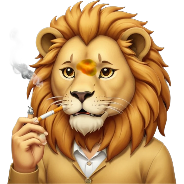 Лев с сигаретой emoji