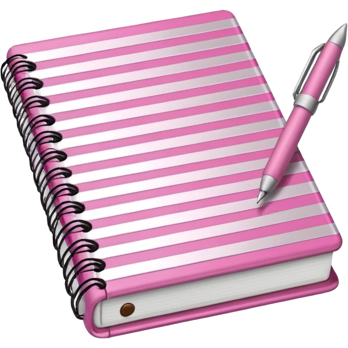 pink and brown striped diaries and pen emoji