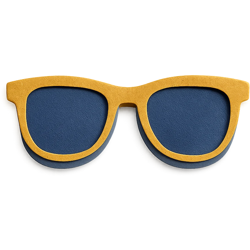 sunglasses with layered paper effect on a white background in paper-craft style emoji
