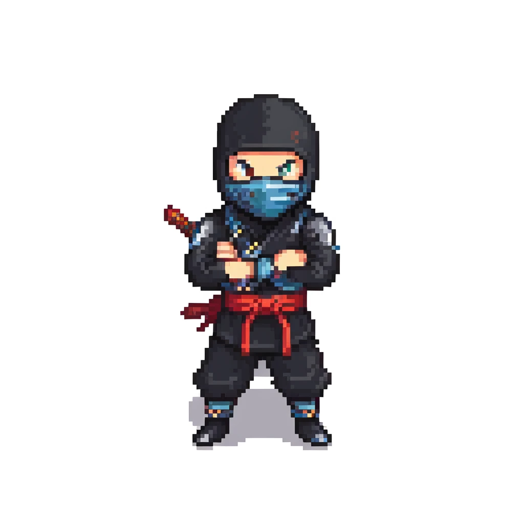 masked ninja with black outfit in combat stance emoji