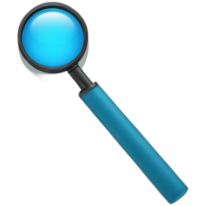 Magnifier blue with letter W emoji