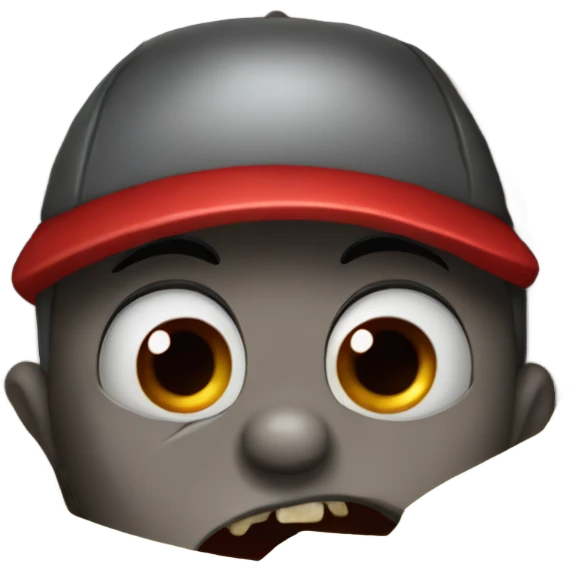 a crying bat with tears in a cave wearing a red cap emoji