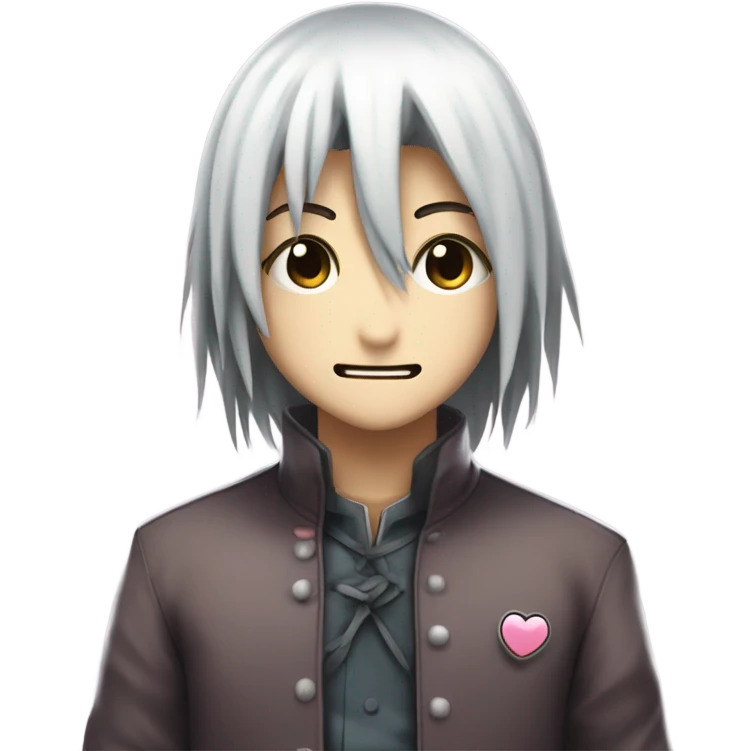 Nagito from danganronpa with heart eyes emoji