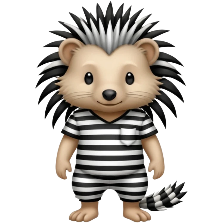 Laying down porcupine with black and white striped prison outfit, and ankle bracelet emoji