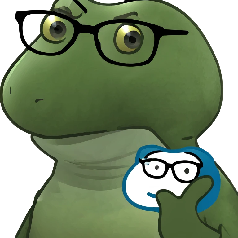 Telegram-style duck wearing glasses, debugging Python code emoji