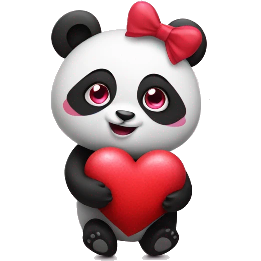 Emoji panda con corazones rosas alrededor  emoji