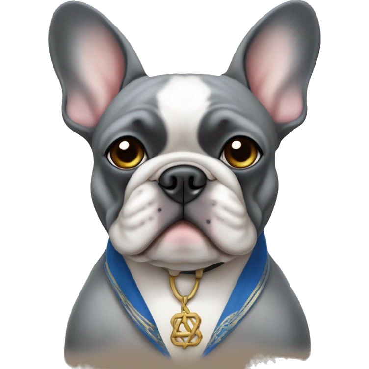 Gray French bulldog in a Jewish yamaka  emoji